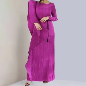 Miyake Plus-Size One-Shoulder Pleated Dress – Women's