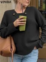 2025 Women’s V-Neck Hollow-Out Knitted Pullover – Long Sleeve Winter Sweater