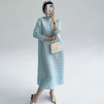 2025 Miyake Plus-Size Pleated Long-Sleeve Dress – Women's