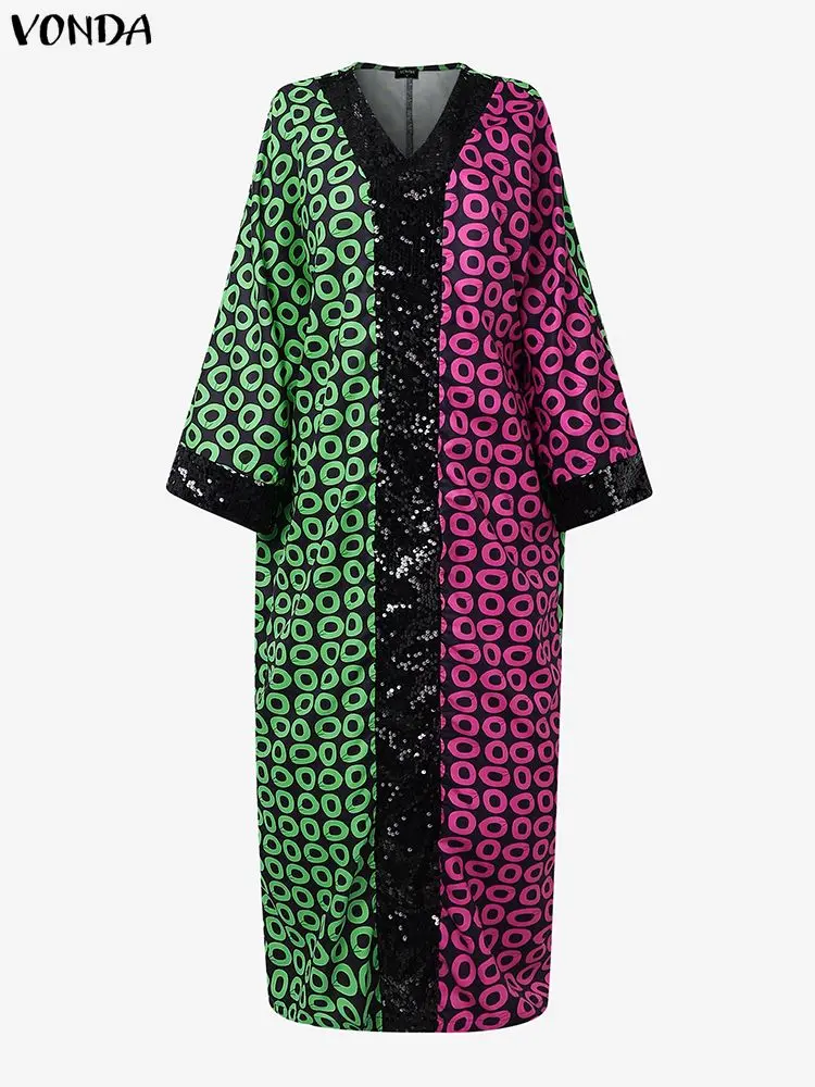 Plus-Size Bohemian V-Neck Printed Maxi Dress – 5XL - Image 4