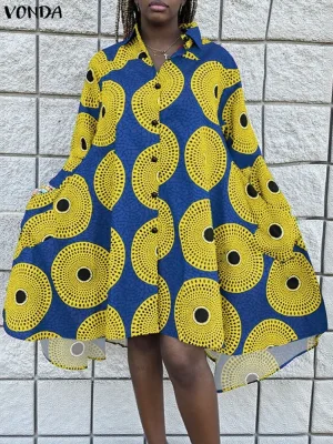 Plus‑Size Boho Vintage Asymmetrical Dress – 5XL