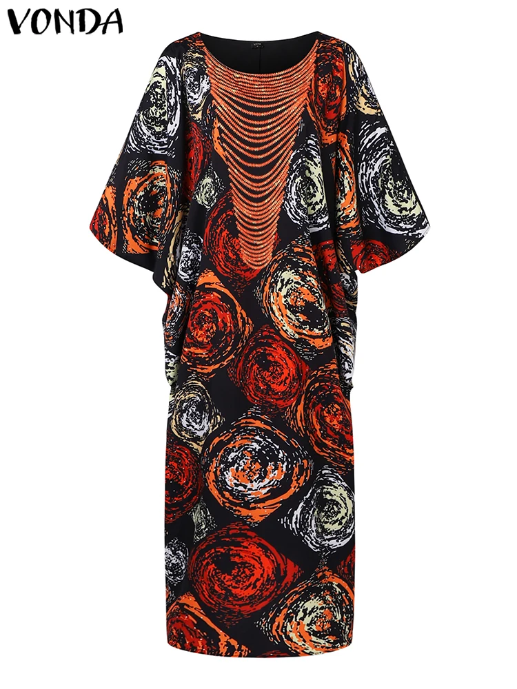 Plus‑Size Bohemian Floral Puff‑Sleeve Maxi Dress - Image 3