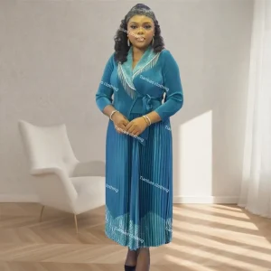 European Miyake Patchwork Pleated Dress – Plus Size