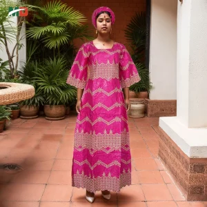 Embroidered Bazin Riche Boubou Dress