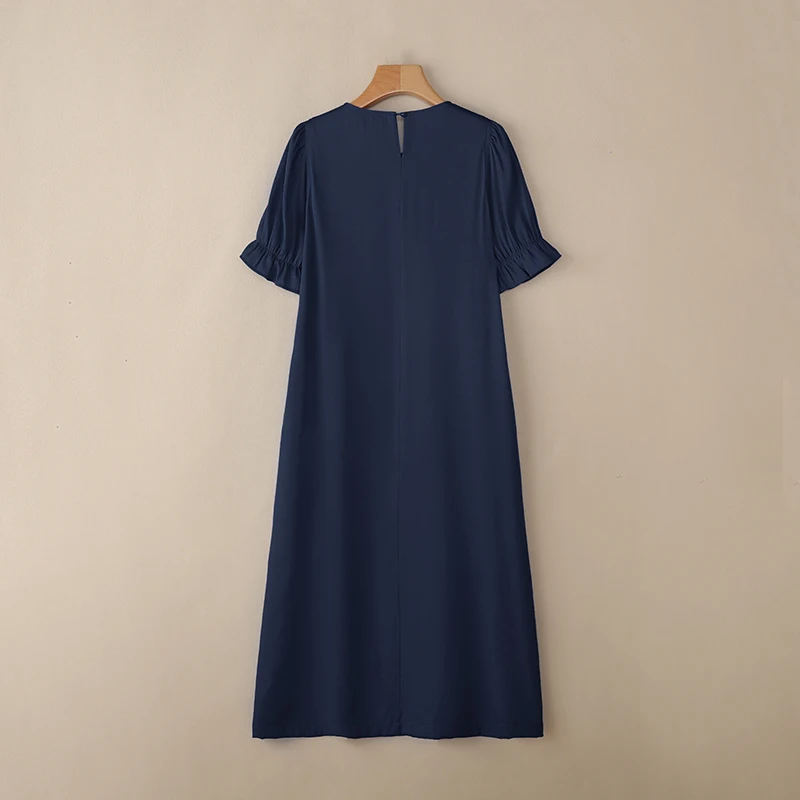 Plus-Size 5XL VONDA Autumn Short-Sleeve Maxi Sundress - Image 5