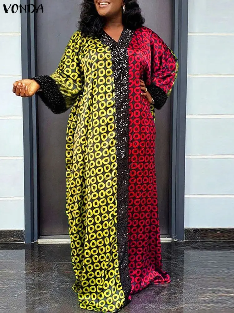 Plus-Size Bohemian V-Neck Printed Maxi Dress – 5XL - Image 2