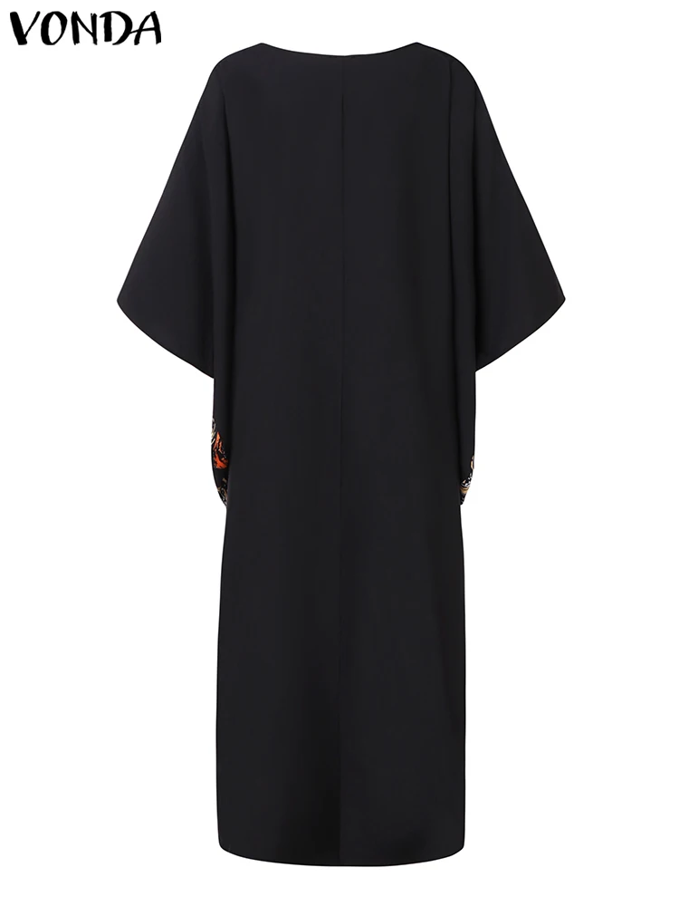 Plus‑Size Bohemian Floral Puff‑Sleeve Maxi Dress - Image 4