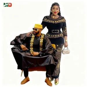Matching Couple 3-Piece Agbada Set