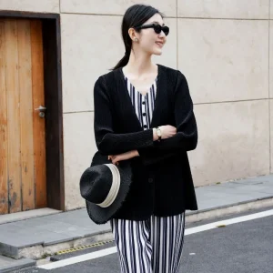Miyake Pleated Spring Fashion Long-Sleeve Jacket