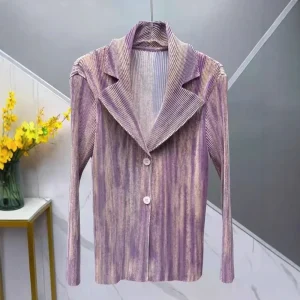 Miyake Spring/Fall Pleated Blazer – Women's Casual Suit Top