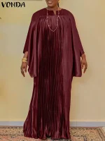 Plus-Size Satin Ruffled Maxi Party Dress – 5XL