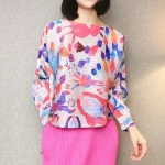 2025 Fall Pleated Loose Long-Sleeve T-Shirt – Plus Size